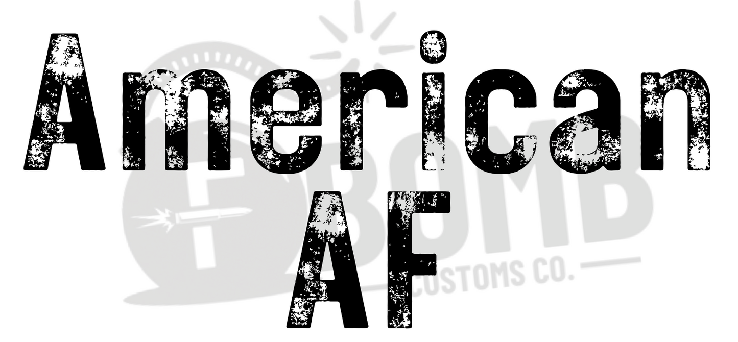 Black text 'American AF' on a white background with a brand logo.