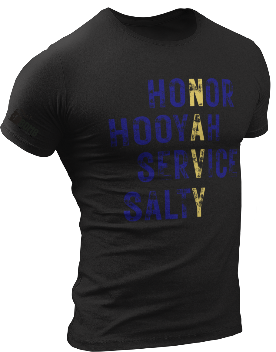 Honor, Hooyah, Service, Salty