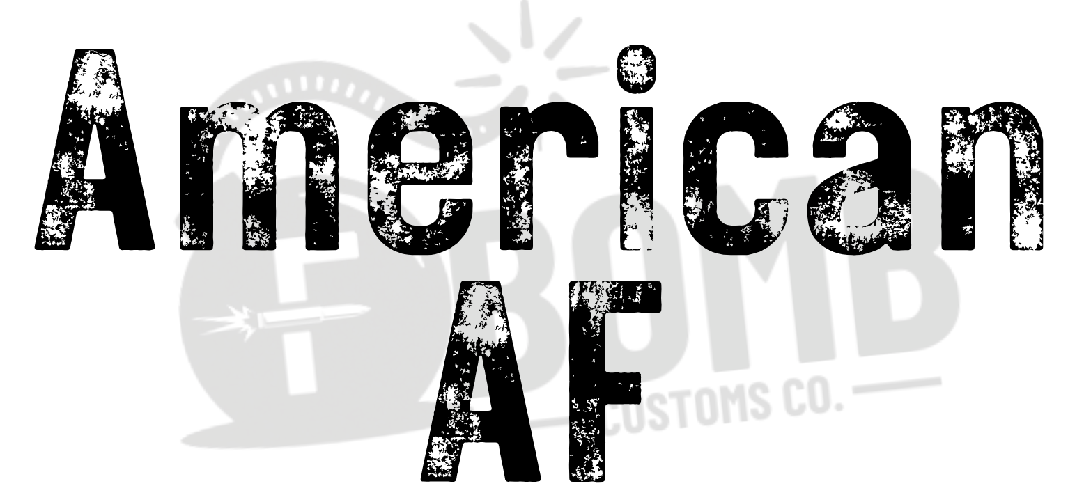 Black text 'American AF' on a white background with a brand logo.