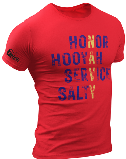 Honor, Hooyah, Service, Salty