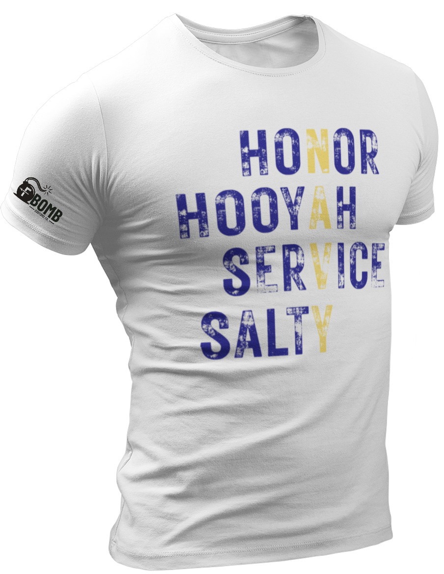 Honor, Hooyah, Service, Salty