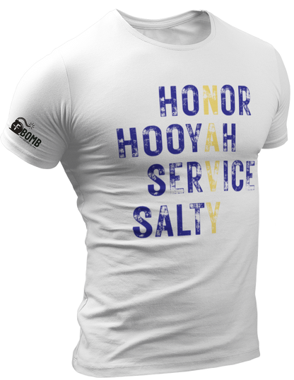Honor, Hooyah, Service, Salty