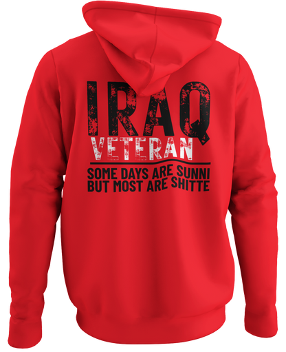 Red hoodie with text on the back on a white background